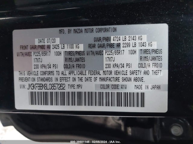 Mazda CX-5 SPORT 2020 JM3KFBBM8L0857262 Image 9
