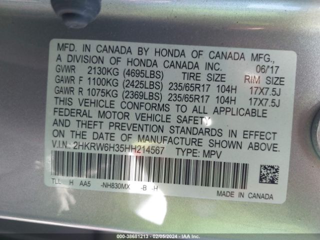 2HKRW6H35HH214567 Honda CR-V LX