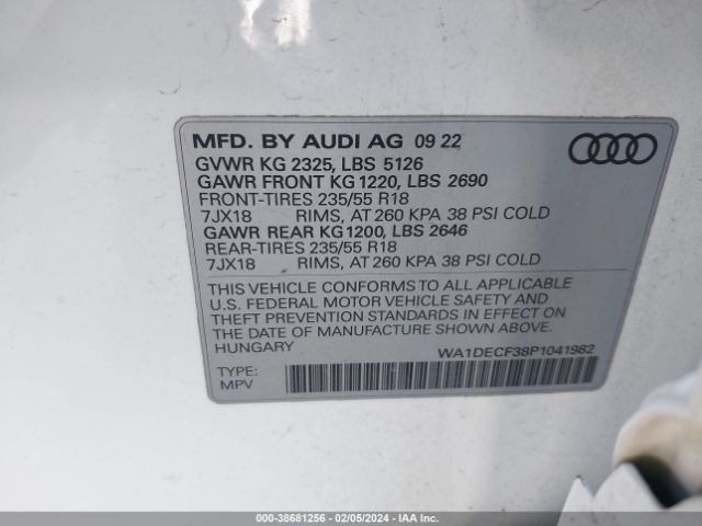 WA1DECF38P1041982 Audi Q3 Premium 45 Tfsi S Line Quattro Tiptronic