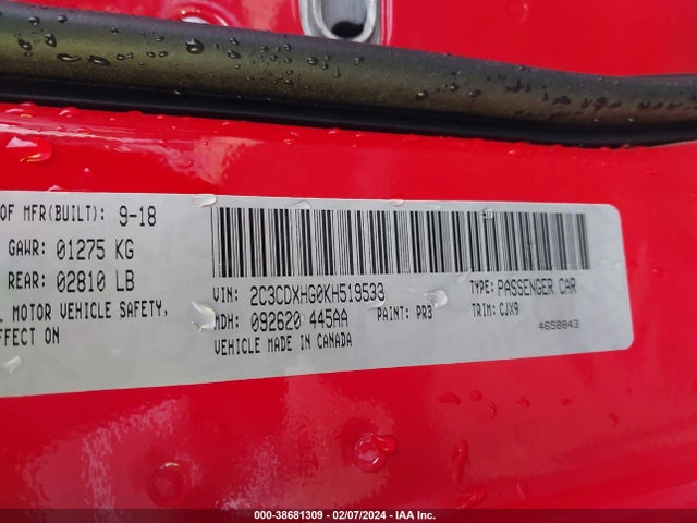 Dodge Charger Gt Rwd 2019 2C3CDXHG0KH519533 Image 9