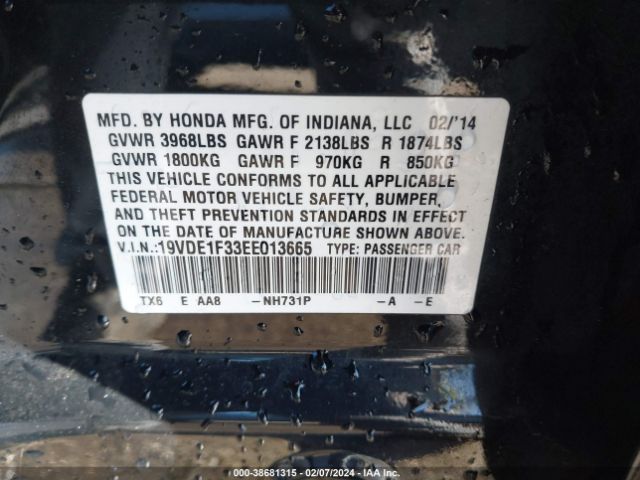 19VDE1F33EE013665 Acura Ilx 2.0l