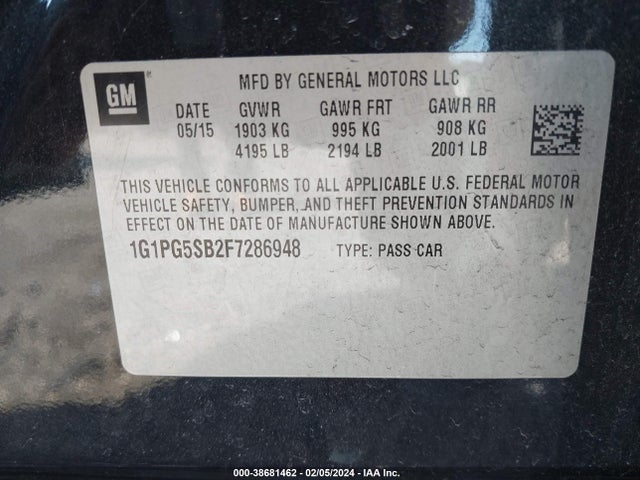 Chevrolet CRUZE LTZ 2015 1G1PG5SB2F7286948 Image 9