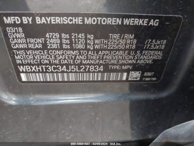 WBXHT3C34J5L27834 BMW X1 Xdrive28i
