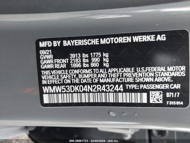 2022 MINI HARDTOP WMW53DK04N2R43244 Photo 8