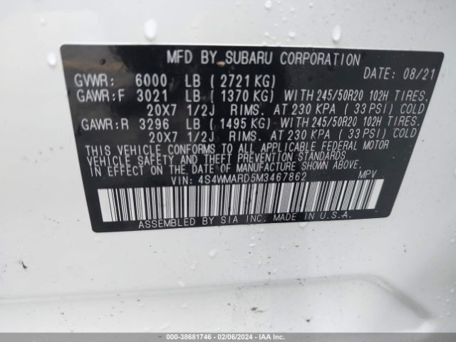 4S4WMARD5M3467862 Subaru Ascent Touring
