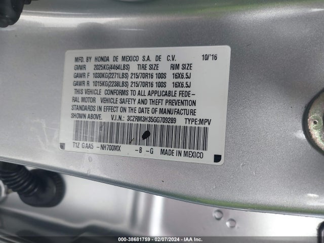 Honda CR-V LX 2016 3CZRM3H35GG709289 Image 9