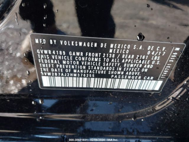 3VW2B7AJ2HM376255 Volkswagen Jetta 1.4t S