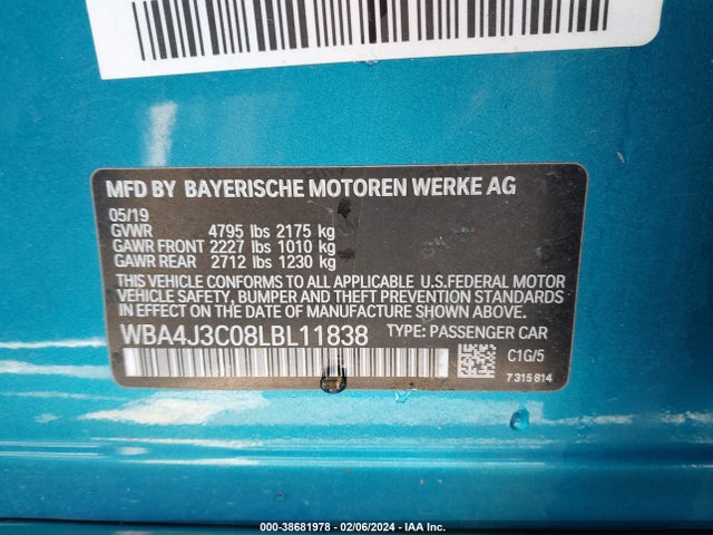 BMW 430i Gran Coupe Xdrive 2020 WBA4J3C08LBL11838 Image 9