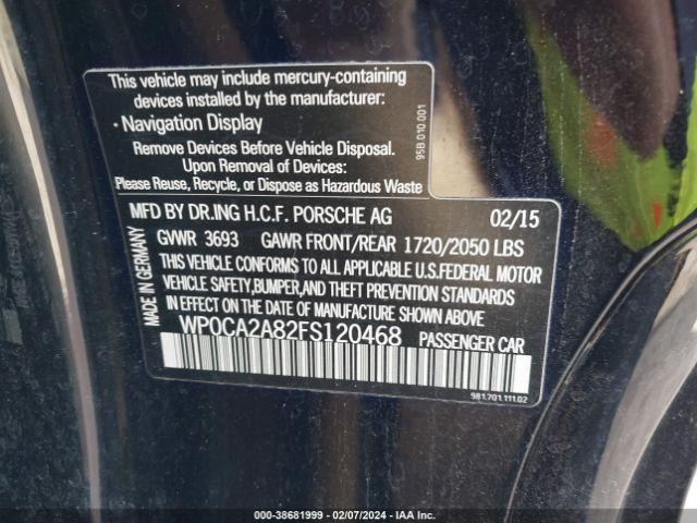 WP0CA2A82FS120468 Porsche Boxster