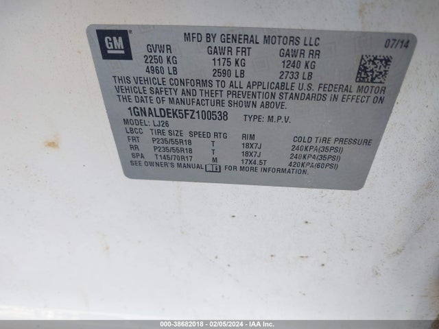 Chevrolet Equinox Ltz 2015 1GNALDEK5FZ100538 Image 9