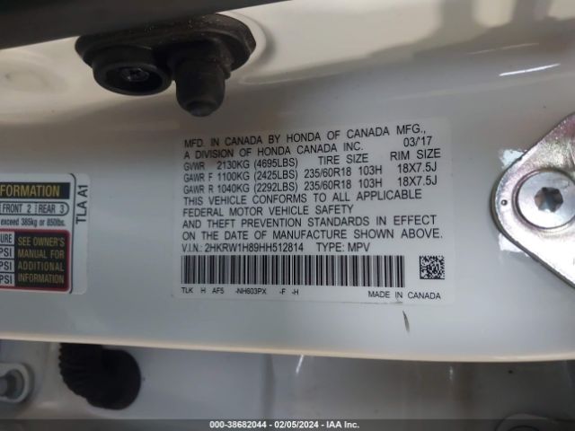 2HKRW1H89HH512814 Honda Cr-v Ex-l/ex-l Navi