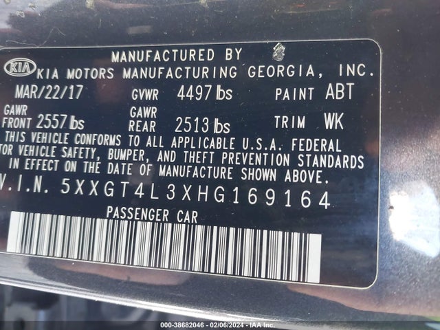 KIA Optima Lx 2017 5XXGT4L3XHG169164 Image 9