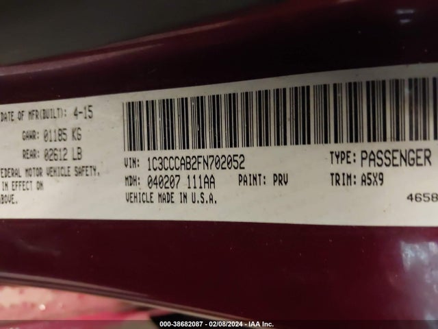 1C3CCCAB2FN702052 Chrysler 200 Limited