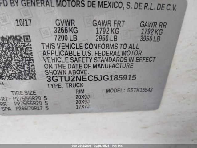3GTU2NEC5JG185915 GMC Sierra 1500 Slt