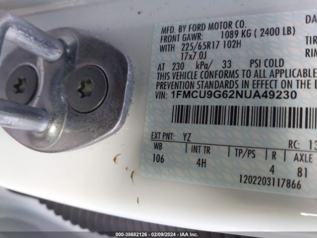 2022 FORD ESCAPE 1FMCU9G62NUA49230 Photo 8