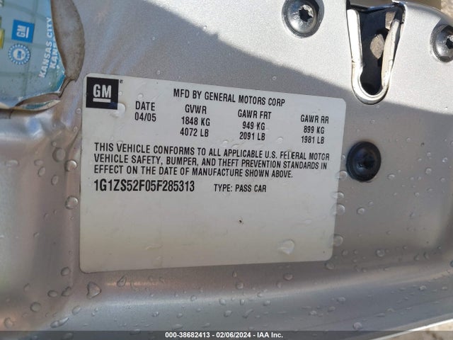 2005 CHEVROLET MALIBU VIN: 1G1ZS52F05F285313