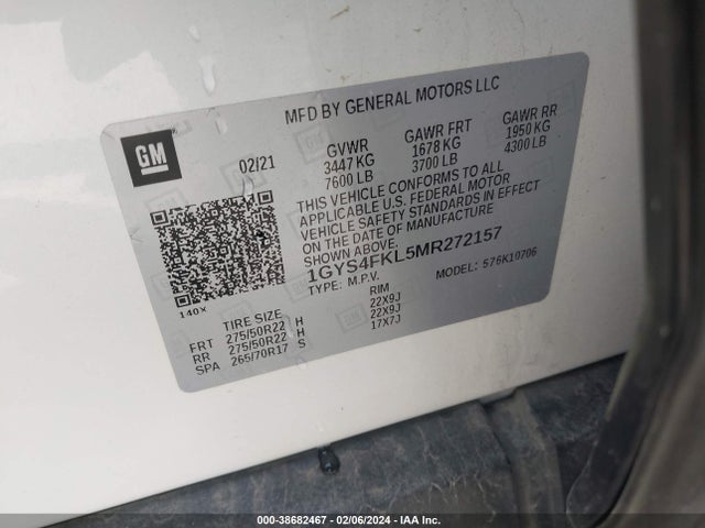 1GYS4FKL5MR272157 Cadillac Escalade 4wd Sport
