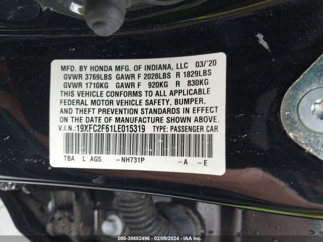 Honda Civic Lx 2020 19XFC2F61LE015319 Image 9
