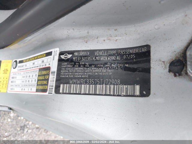 2005 MINI COOPER WMWRC33575TJ72908 Photo 8