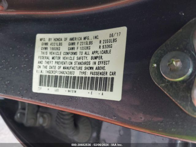 1HGCR2F13HA242853 Honda Accord Sport Se
