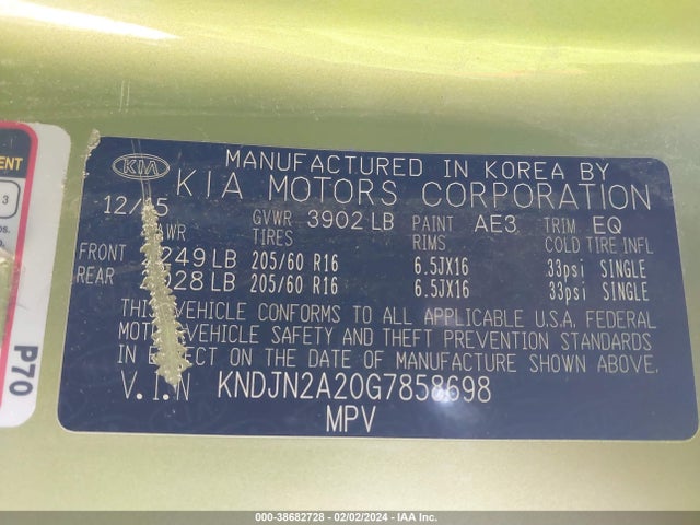 KIA Soul 2016 KNDJN2A20G7858698 Image 9