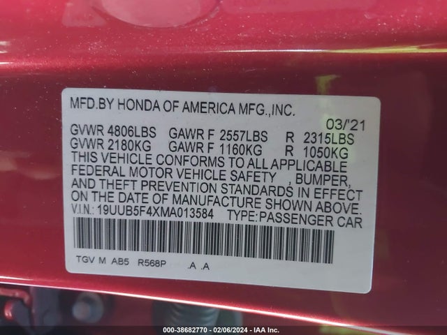 Acura Tlx Technology Package 2021 19UUB5F4XMA013584 Image 9
