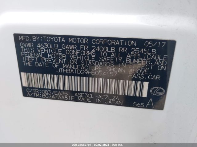 JTHBA1D29H5054157 Lexus IS 200T