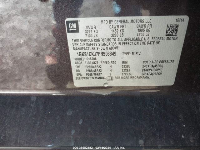1GKS1CKJ7FR506849 GMC YUKON DENALI