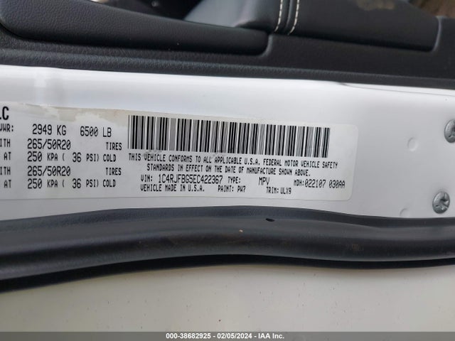 Jeep Grand Cherokee Limited 2014 1C4RJFBG5EC422367 Image 9
