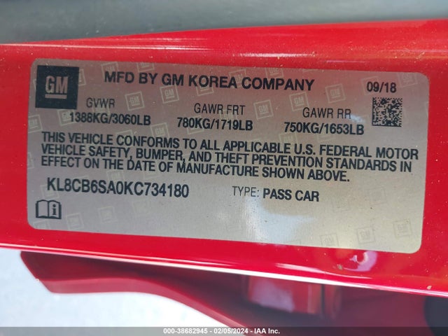 Chevrolet Spark Ls Cvt 2019 KL8CB6SA0KC734180 Image 9