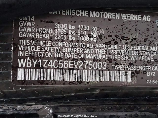 WBY1Z4C56EV275003 BMW I3 Base W/range Extender