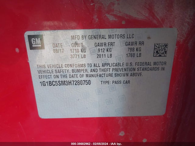 Chevrolet Cruze Ls Auto 2017 1G1BC5SM3H7280750 Image 9