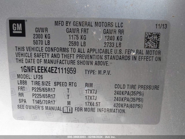 Chevrolet EQUINOX LS 2014 1GNFLEEK4EZ111959 Image 9