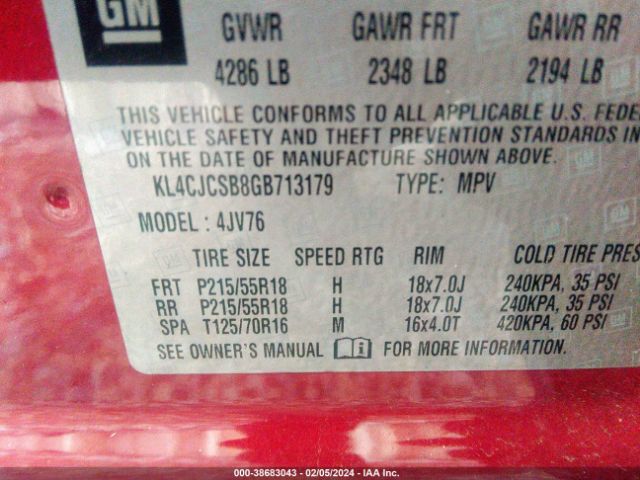 KL4CJCSB8GB713179 Buick Encore Leather
