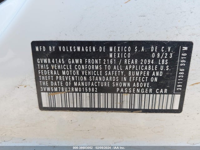 2024 VOLKSWAGEN JETTA 1.5T S VIN: 3VW5M7BU2RM015982