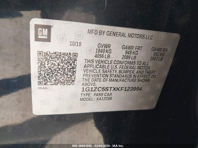 Chevrolet Malibu 1fl 2019 1G1ZC5STXKF123994 Image 9
