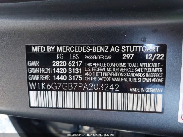 W1K6G7GB7PA203242 Mercedes-Benz S 580 4matic