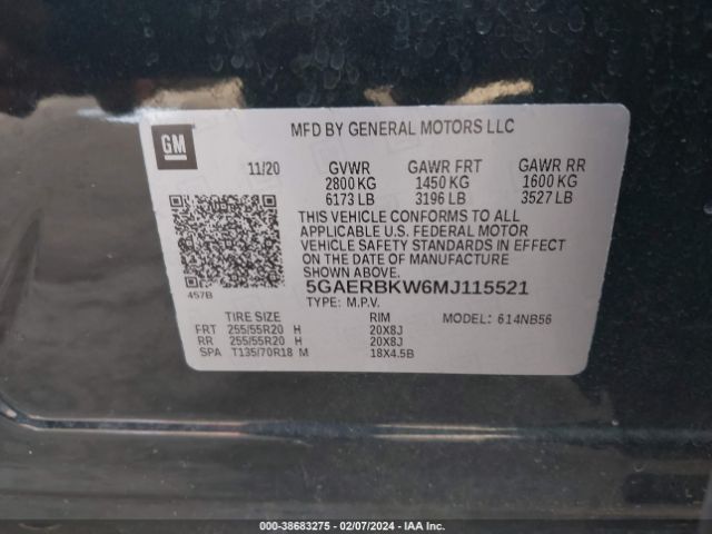 5GAERBKW6MJ115521 Buick Enclave Fwd Essence