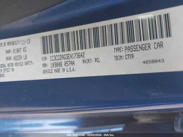 Dodge AVENGER SE 2014 1C3CDZAG3EN173642 Image 9