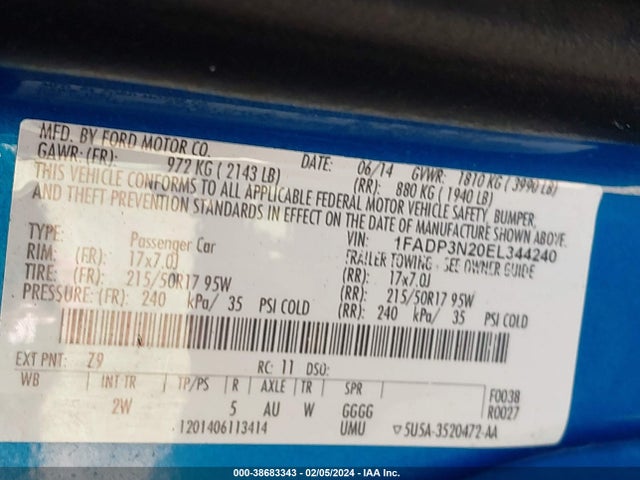 Ford Focus Titanium 2014 1FADP3N20EL344240 Image 9
