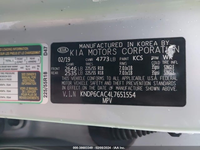 KIA SPORTAGE S 2020 KNDP6CAC4L7651554 Image 23