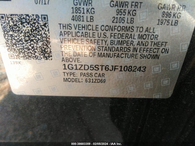 Chevrolet MALIBU LT 2018 1G1ZD5ST6JF108243 Image 9