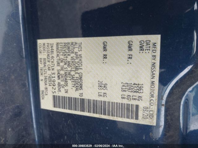 1N4BL4CV7LN319925 Nissan Altima Sr Fwd