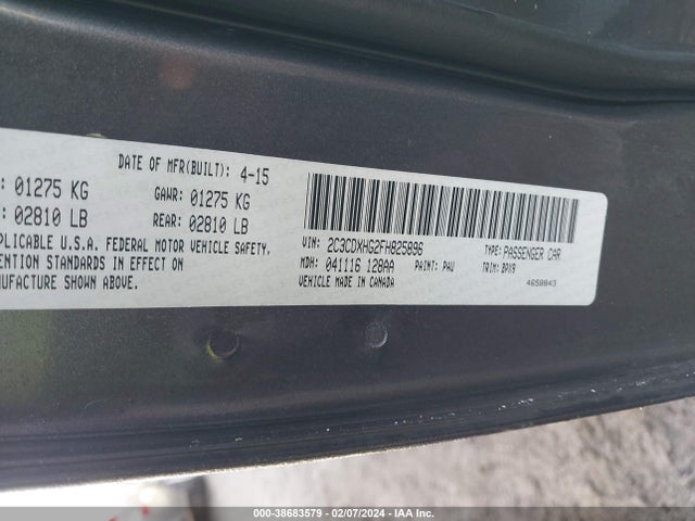 Dodge Charger Sxt 2015 2C3CDXHG2FH825896 Image 9