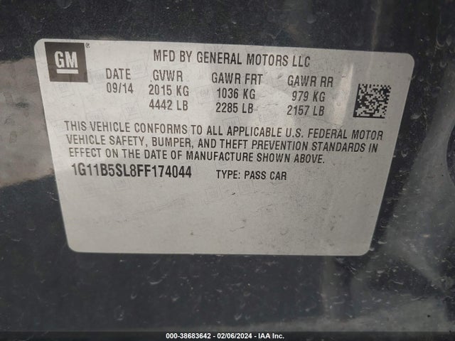 Chevrolet MALIBU LS 2015 1G11B5SL8FF174044 Image 9