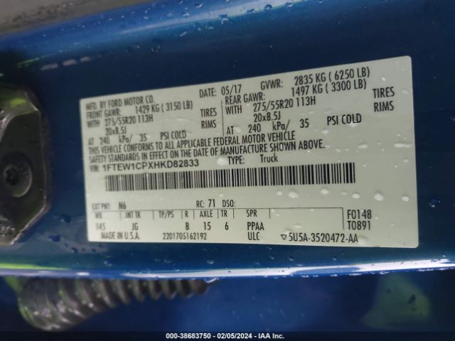 1FTEW1CPXHKD82833 Ford F-150 Xl