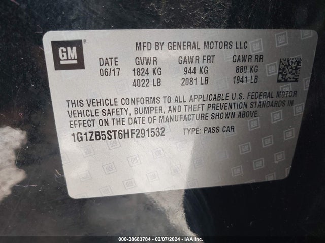 Chevrolet MALIBU LS 2017 1G1ZB5ST6HF291532 Image 9