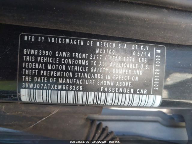 3VWJ07ATXEM658366 Volkswagen Beetle 1.8t