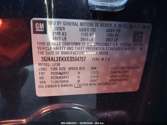 Chevrolet Captiva Sport 2ls 2014 3GNAL2EKXES504757 Image 9