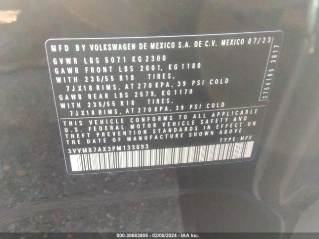 3VVMB7AX3PM133893 Volkswagen Tiguan 2.0t Se
